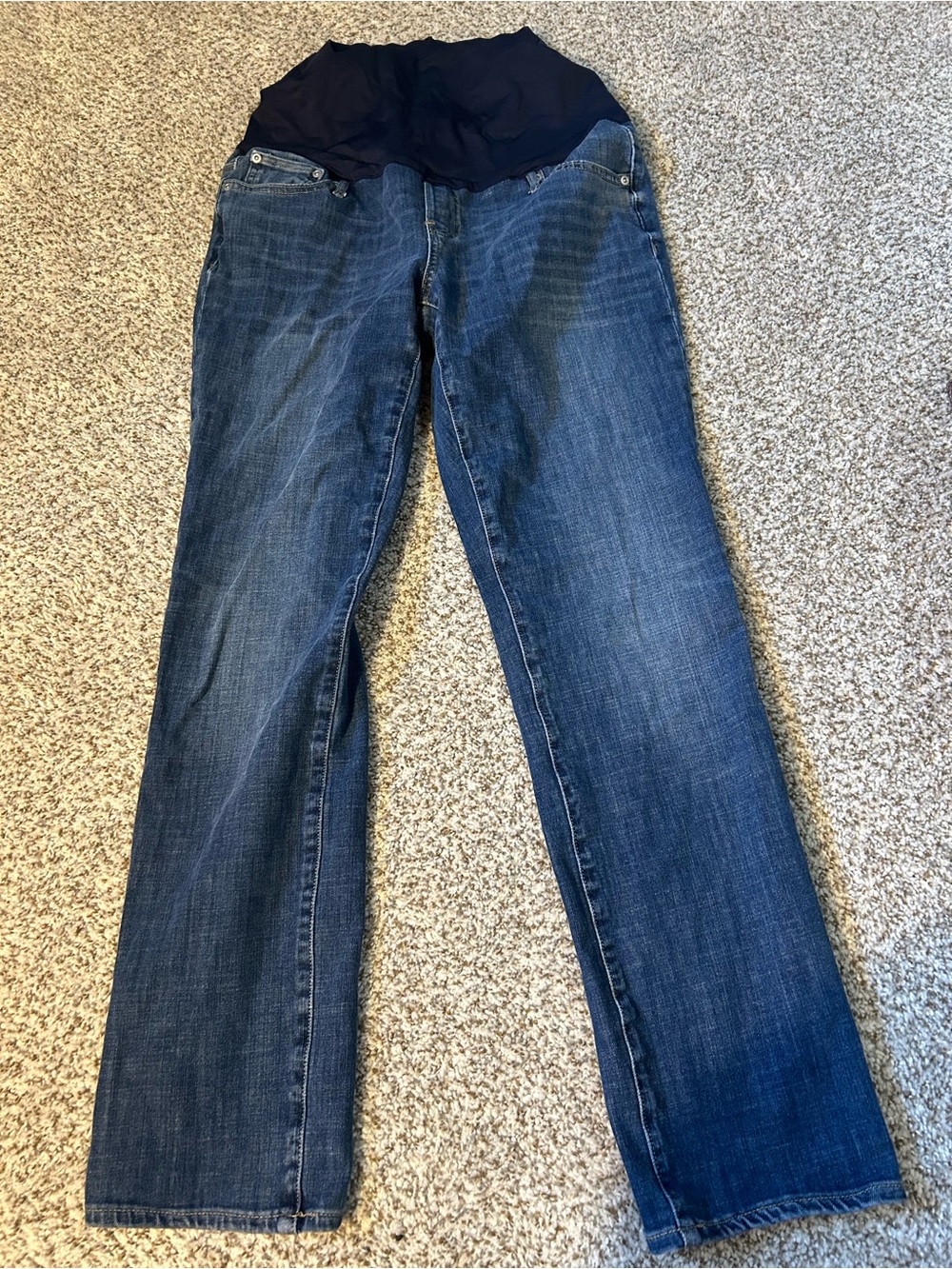 GAP Maternity Straight Leg Jeans with Navy Panel - Blue